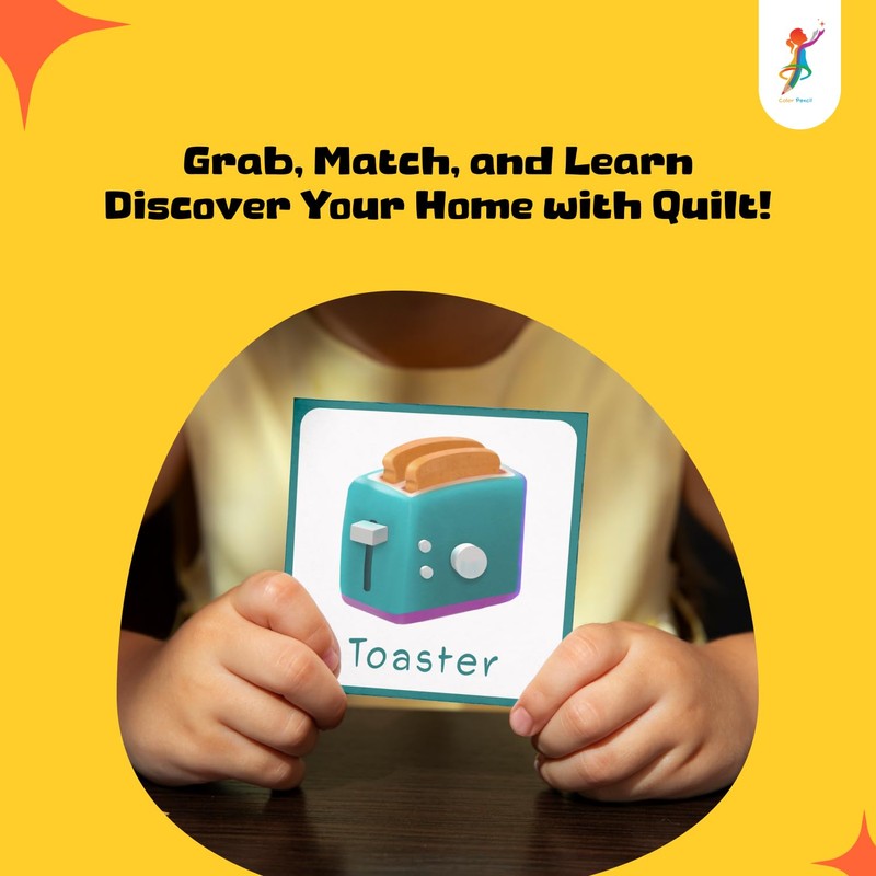 Color Pencil Quilt Flashcards: Educational Game for Toddlers to Learn