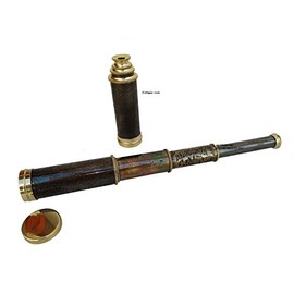 US HANDICRAFTS 12" Handheld Brass Telescope With Engrave Imprints. Pirate Collection