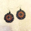 "Handmade" 1 1/2" Handmade Black Color Seed Bead Boho Wood