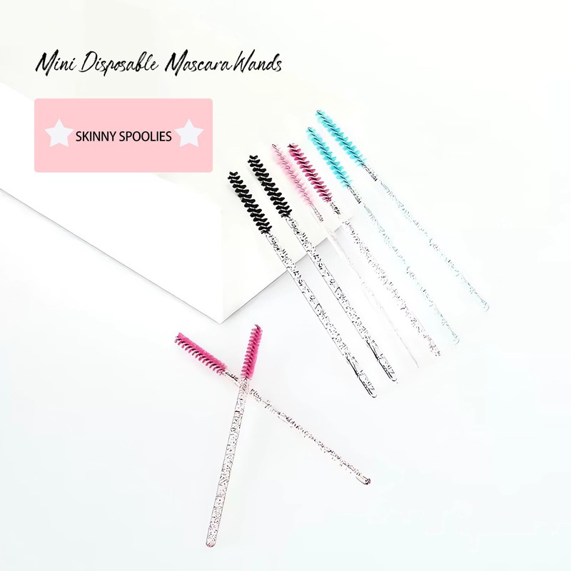 Corconess Skinny Mascara Wands 50pcs Mini Eyelash Brushes Disposable Lash