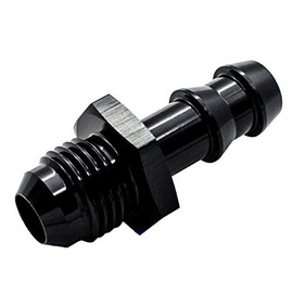 6AN Male Flare to 1/4 Hose Barb Fuel Line Tube Fitting Adapter, Black Aluminum JIC -6 AN (9/16"-18) to 1/4"