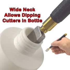 Glass Cutting Oil - 8oz Bottle Glass Cutter Oil - Fill Tools Drop Bottle Funnel, Spout Top for Filling Large Cutters, Mini Funnel for Loading Different Tools Large Replacement Bottle for Long Life.