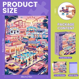 500 Pieces Puzzle for Adults, Santa Monica Scenic Landscape Puzzle for Adults, Vibrant Beautiful Challenging Hard, with Letters on Back, Great Gift for Travel Enthusiasts Family Game, 20.5 x 15 in