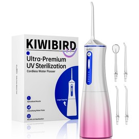 Water Dental Flosser Cordless with UVC Light, 3 Modes Portable Oral Irrigator, IPX7 Waterproof, 300ML Tank, Electric Teeth Cleaner for Tonsil Stones, Home & Travel Use