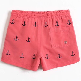 MaaMgic Little Boys' Swimming Shorts Beach Trunk Toddler Swim Shorts Boardshorts Lightweight Beach Shorts Adjustable Waist All Age,Pink Anchor,10-12 Years