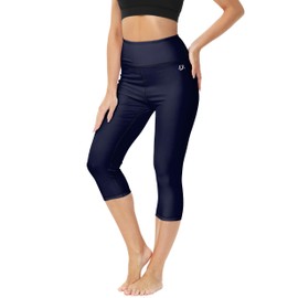 Deerose Ladies Rash Guard Pants Uv Protective Diving Pants Quick Dry Tummy Control Beach Athletic Swim Capris Navy L