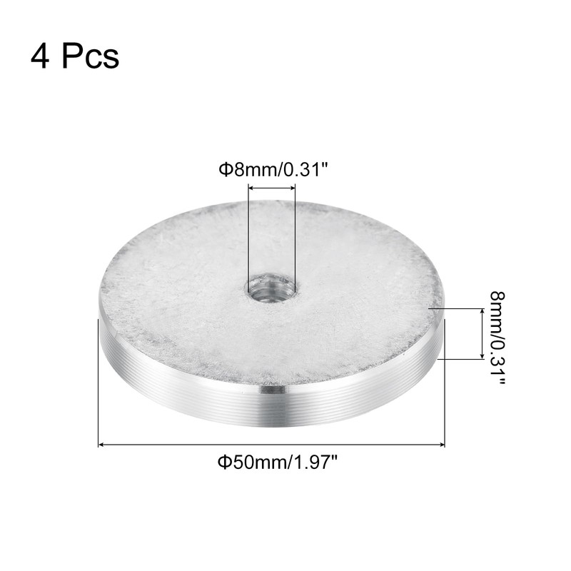 sourcing map Round Shape Aluminum Disc, 4pcs M8x50mm Aluminum Circle
