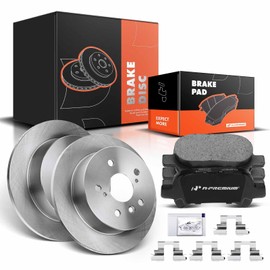 A-Premium 10.59 inch (269mm) Rear Solid Disc Brake Rotors + Ceramic Pads Kit Compatible with Select Toyota Models - Avalon 2005-2007, Camry 2002-2006, Solara 2004-2008, 6-PC Set