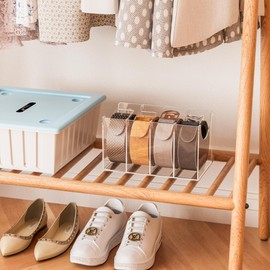 Sezanrpt 4 Compartments Acrylic Belt Organizer, Clear Belt Storage Organizer for Closet, Wall Mount Belt Holder