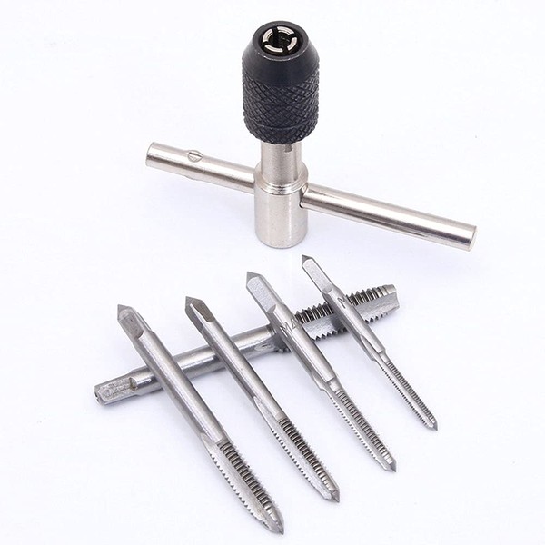 Adjustable T-Handle Ratchet Tap Wrench with 5pcs M3-M8 3-8mm Machine