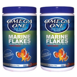 Omega One 2 Pack of Garlic Marine Flakes, 5.3 Ounces Each, Food for Saltwater Fish
