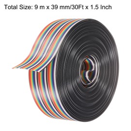 MECCANIXITY 1 Pcs 30 Pin Flat Rainbow Ribbon Cable 30 Ft 1.27mm Pitch Breadboard Jumper Wires for Electronic Projects