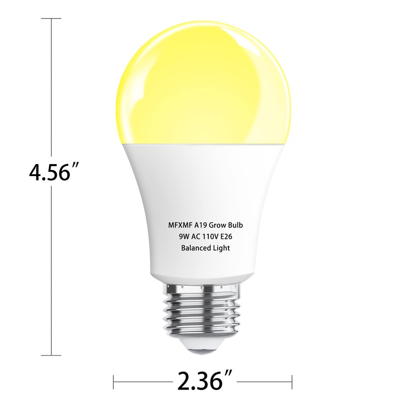 mfxmf 2 Pack LED Grow Light Bulbs A19 Bulb, Full