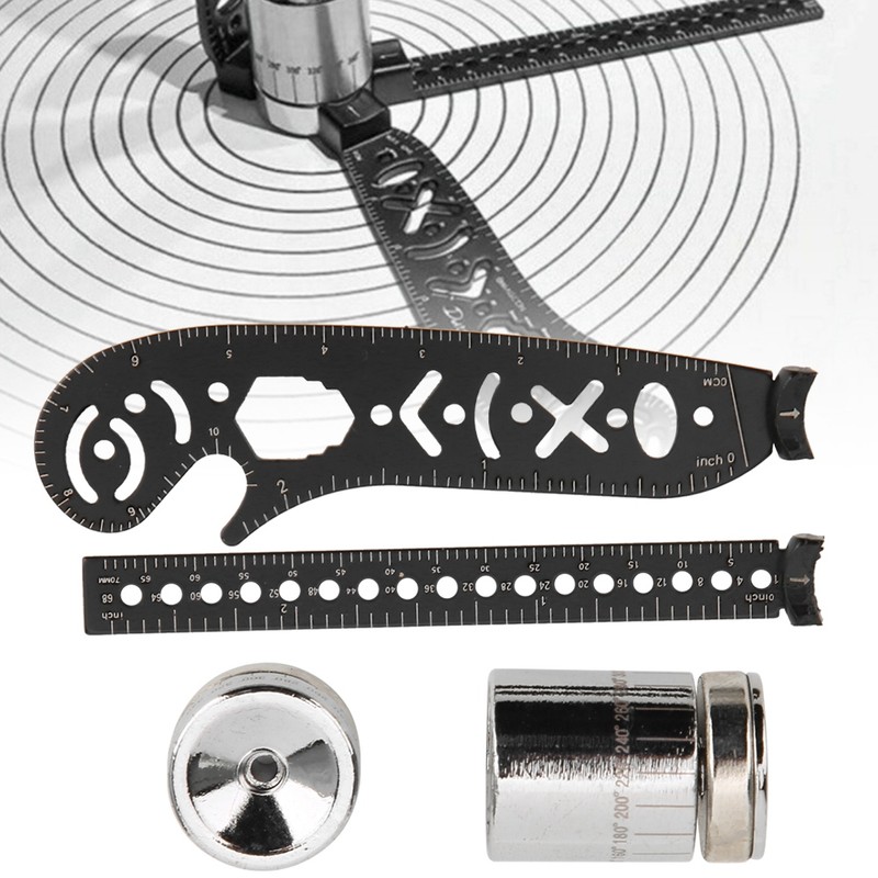 Black Iron Multifunction Drawing Ruler Tool Innovative Painting Magnetic Compass
