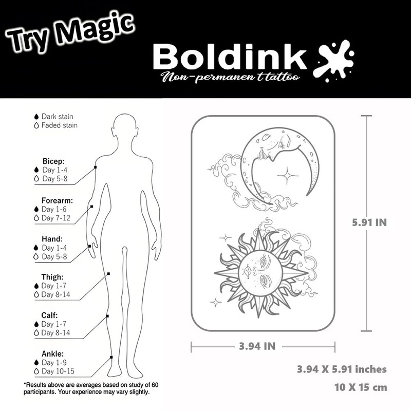 Boldink 2 Pcs Semi Permanent Jagua Tattoos 2 Weeks Long