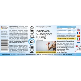 Fair & Pure® - Pyridoxal-5-Phosphat 100mg mit 25mg Zink - 120 Kapseln für 4 Monate - P-5-P aktive Form von Vitamin B6 - hochdosiert - deutsche Qualitätsherstellung
