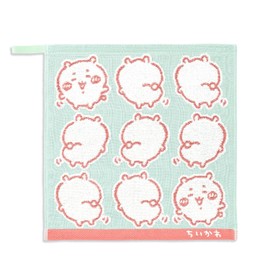 Chiikawa Ye Wash Towel, Green, Chiikawa, with Loop, Gauze Pile, 41-1231090, Approx. 13.4 x 13.8 inches (34 x 35 cm)
