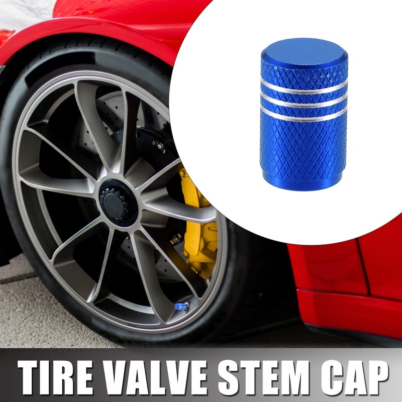X AUTOHAUX 5pcs Blue Car Bike Tire Valve Stem Cap