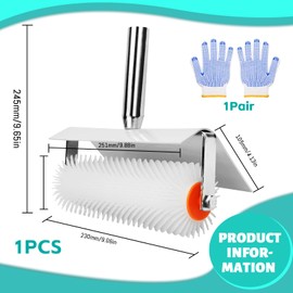 25 cm bleed roller spiked roller compensating compound, with splash guard and handle holder, bleeding roller with 20 mm spikes, compensation mass tool