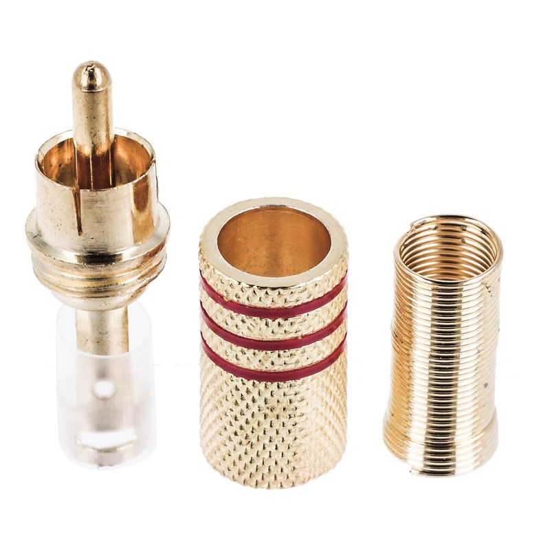 4x Lötfreie Cinch-stecker Koaxial-stecker Video/Audio Gold Farbe Rot/Schwarz