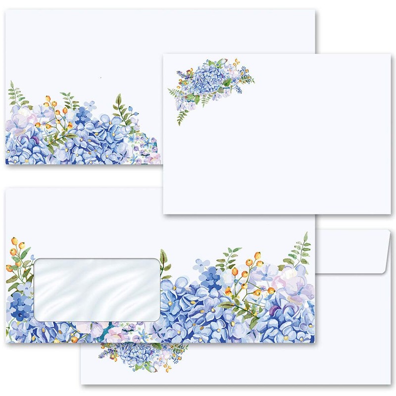 PaperMedia Envelopes Flowers and Blossoms Blue Hortensia Pack of 25