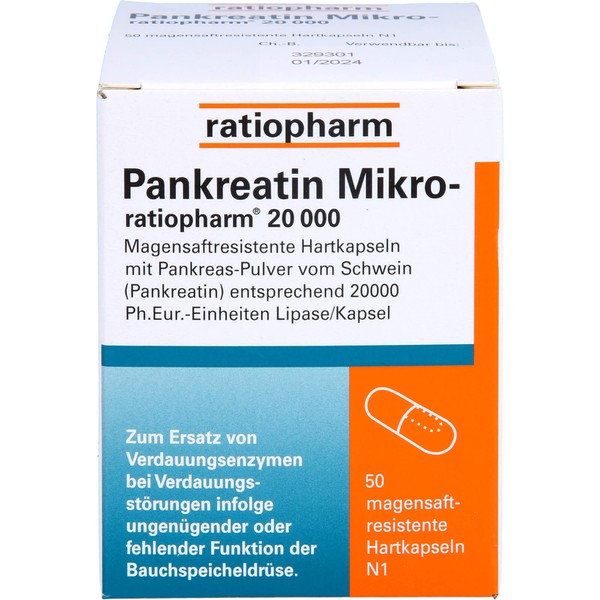 Pankreatin Mikro-ratiopharm 20000 Hartkapseln, 50 pcs. Capsules