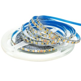 Tesfish 24 V LED Strip Light, 5 mm Wide, Warm White 3000 K 5 m LED Strip Light 2835 IP20 120 LEDs/M, Total 600 LEDs LED Strip LED Light Strip for Bedroom, Kitchen Decoration