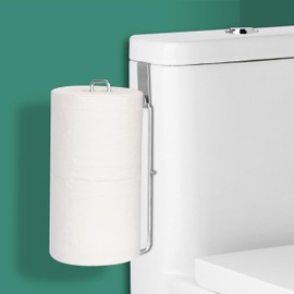 Toilet Paper Holder with Storage 2 Rolls, Over The Tank Toilet Paper Holder Wall Mount, Stainless Steel Toilet Paper Roll Holder with Hook, Tissue Holder for Bathroom, Silver, 1PC