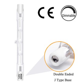 XBOCMY 4 Pack 300W Dimmable Halogen Light Bulbs, 118mm, 4.7-Inch T3 RSC, Warm White, 3000 lumens