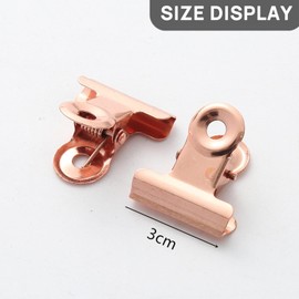 SAHENITEANA 20 clips de metal para carpetas de bulldog, clips de papel de bisagra de 1.2 pulgadas para bolsas de alimentos, fotos, manualidades, suministros de oficina en casa (Oro rosa)