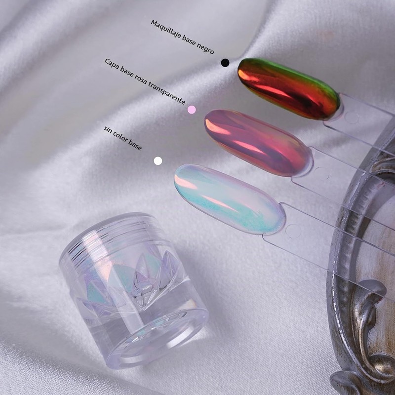 Polvo de Uñas Cromado Holográfico Espejo de Dona Glaseada Aurora
