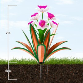 TOMBABY Huge Metal Agave Plants Outdoor Decoration Outdoor Garden Decorated with Flowers Mexican Yard Art Plant Garden Gift(red 2 Pack)