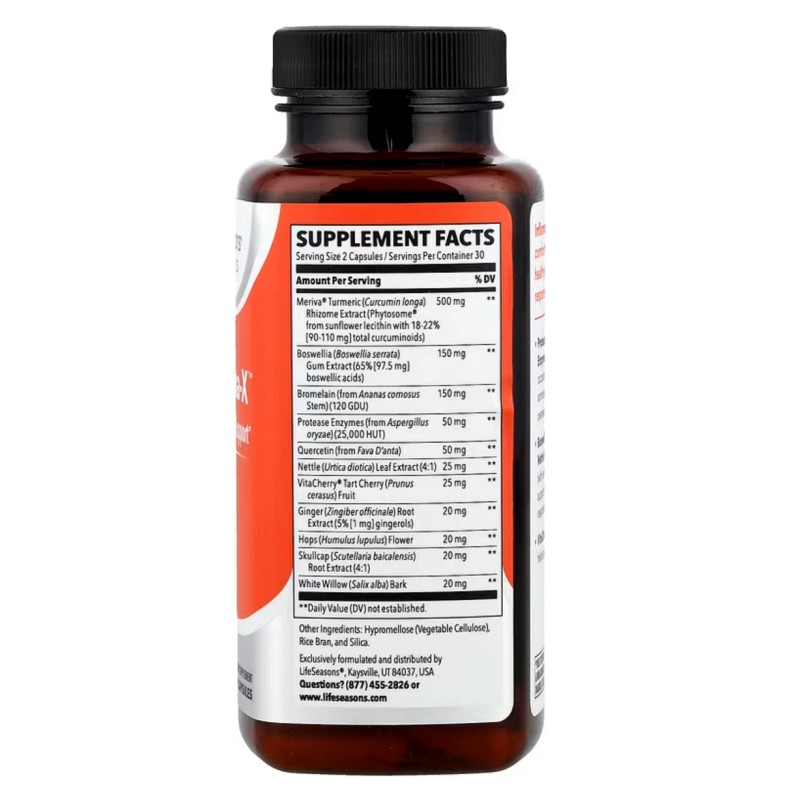 LifeSeasons Inflamma-X - Inflammation Support - Turmeric Boswellia Protease New