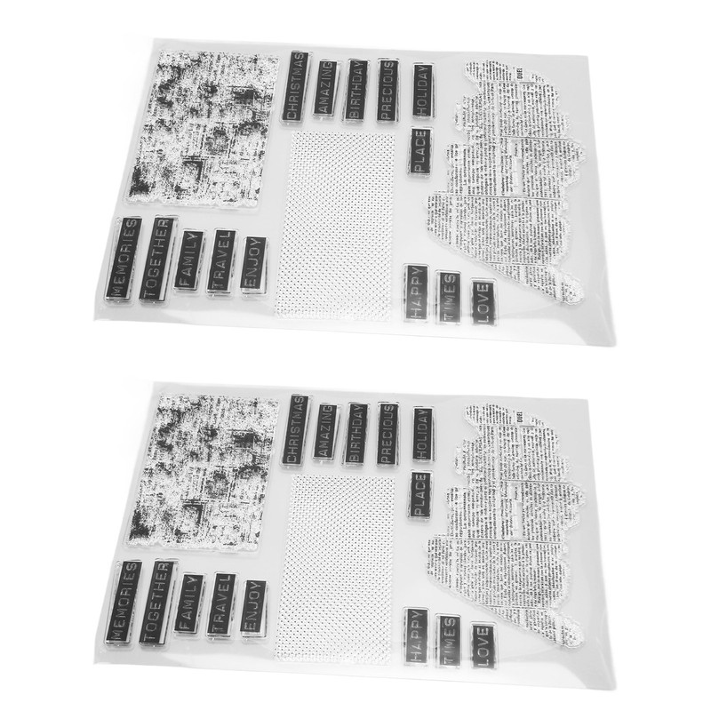2Pcs Clear Stamp English Words Pattern Clear Safe Reusable TPR