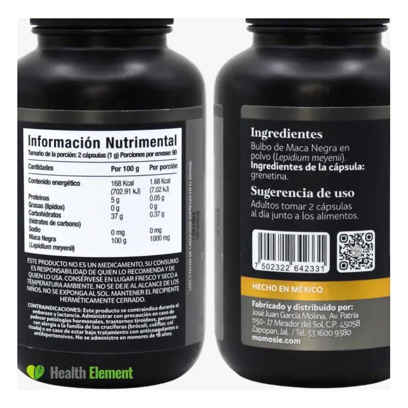 Maca Negra Peruana 1000 Testosterona 180 Cápsulas Momosie