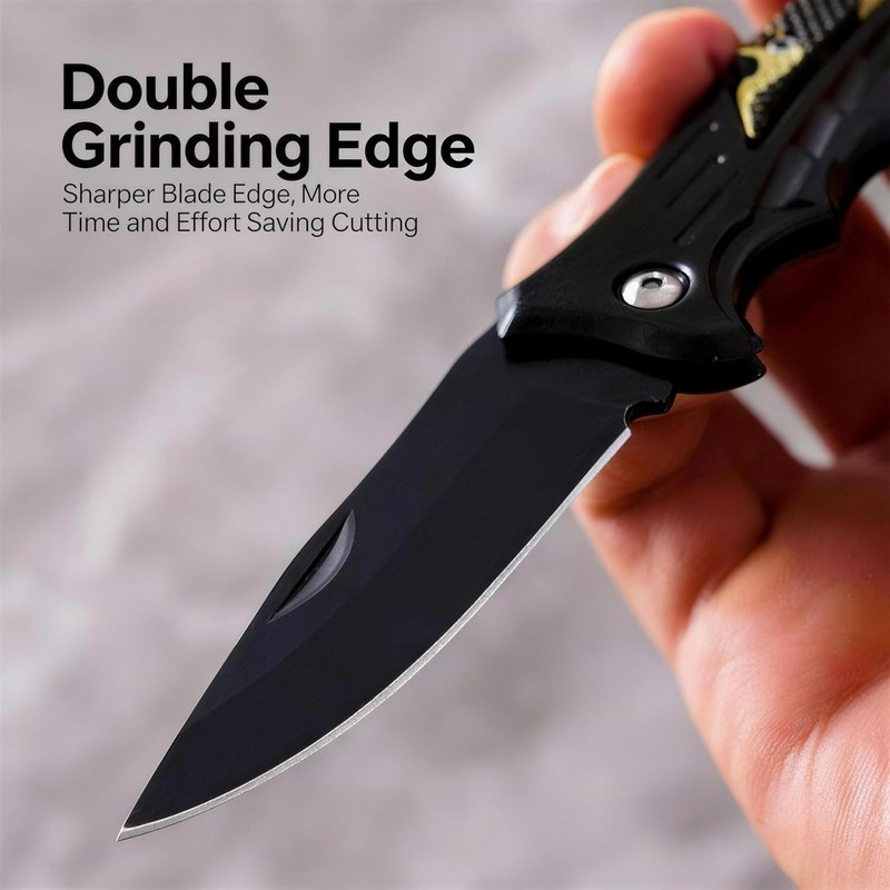 Tactical Folding Pocket Knife 2.56" Black Stainless Steel Blade Camo
