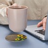 Niukom 6 Pcs Autumn Sunflowers Wooden Board Leather Coasters for