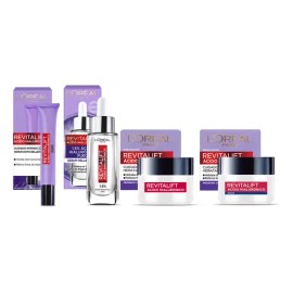Kit cido Hialurnico LOral Paris Serum Facial  Crema Hidratante de Da  Contorno de Ojos  Crema Hidratante de Noche                                     