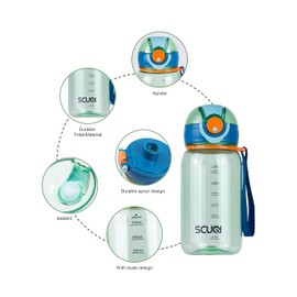 Louis Donné 13.5 Oz Clear Water Bottles BPA-Free Sports Water Bottle Leak-proof Water Jug Wide Mouth Water Mug with Filter for Women Men Kids Running Hiking Camping