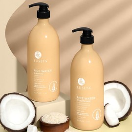 Luseta Rice Water Shampoo and conditioner Set Strengthening & Nourishing Revitalizes Shine for All Hair Types Hydrating & Frizz Control for Women and Men 2x16.9oz:_1 x 33.8oz Shampoo & Conditioner Set