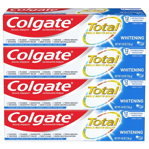 Colgate Total Whitening Toothpaste Gel - 4.8 ounce (4 Pack)
