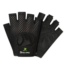 Spacepower Weight Lifting Gloves for Women & Men, Breathable Gym Gloves for Exercise (Large, Black)