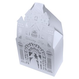 Auto-plaza 50 Pieces Church Laser Cut Favor Boxes DIY Wedding Birthday Gift Candy Boxes with Romantic Castle Design (White)