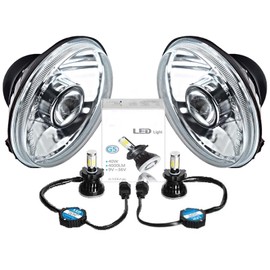 Octane Lighting 5 3/4 Inch Projector Crystal Clear Headlight LED 4000 Lumens H4 Light Bulb Headlamp Pair