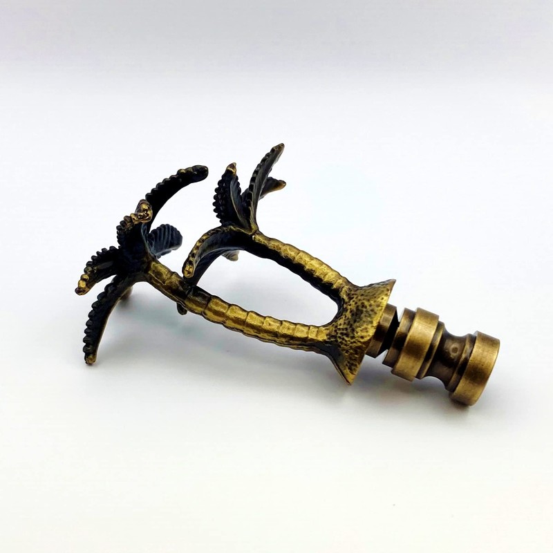 Lamp Finial-Coconut Palm Tree-Antique Brass Finish, Highly Detailed Metal Casting