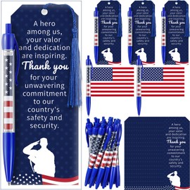 Yexiya 100 Pcs Memorial Day American Flag Ballpoint Pens Bulk Military Veterans Black Gel Ink Ballpoint Pen Bookmarks Patriotic 4th of July Veterans Military Party Souvenirs Gift(Soldier Style)