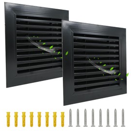 Bonshocon 12 x 12" Gable Vent,2 Pack Aluminum Shed Vents,Sturdy Attic Vent with Screen,Black Gable Vents for House/Attic/Shed/Garage/Exterior Wall Ventilation[Vent Opening: 10" x 10"]