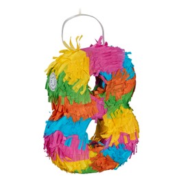 Relaxdays Pinata Number 8, Rainbow Pinata Birthday, HBD: 20.5 x 15.5 x 4.5 cm, Mini Pinata Children to Fill, Colourful, Pack of 1