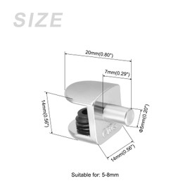 METALLIXITY Glass Shelf Support (for 5-8mm Thickness) 4Pcs, Zinc Alloy Adjustable Glass Clips Clamp Holder - for Furniture Repair, Bedroom, Silver Tone