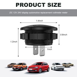 FSTURIOS DC 12V 24 V Voltmeter Gauge, Car LED Digital Display Round Panel Voltage Gauge Meter, Waterproof Mini Volt Tester Battery Monitor Indicator for Car Truck Marine Boat (White)